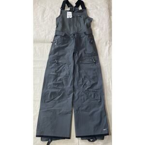 Eddie Bauer Bib Snow Pants Womens M Gray First Ascent Event RECCO Side Zip